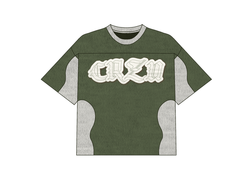 Oversized T-Shirt – Olive & Off White